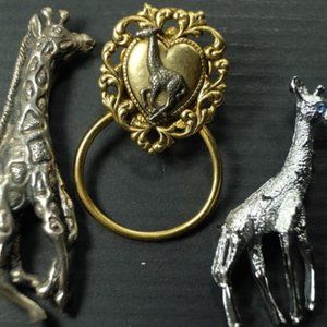 Set of 3 Giraffe Costume Jewelry Lapel Pins Set